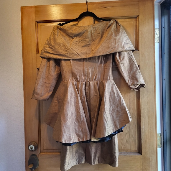 Saint Romei 80's Vintage Gold Dress 100% Silk Size 8 - Picture 4 of 9